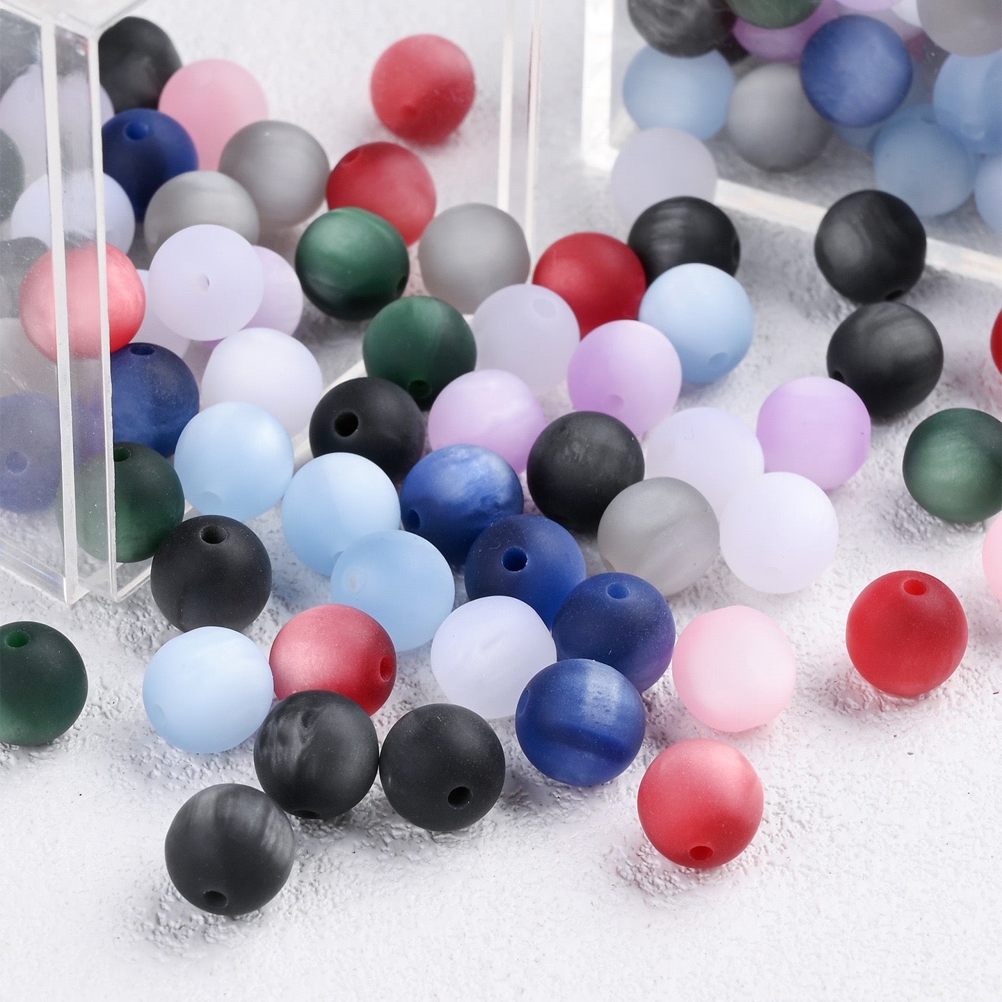 50pcs Matte Dreamy Cat Eye Resin Round Beads