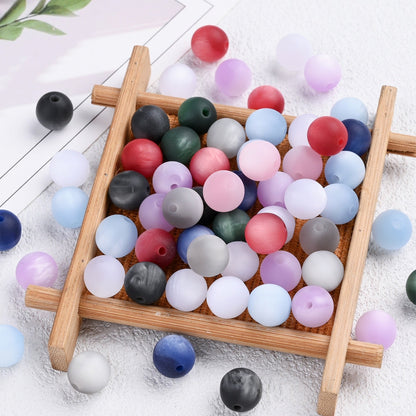 50pcs Matte Dreamy Cat Eye Resin Round Beads