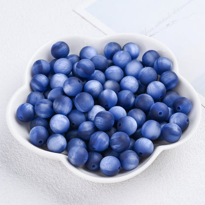 50pcs Matte Dreamy Cat Eye Resin Round Beads