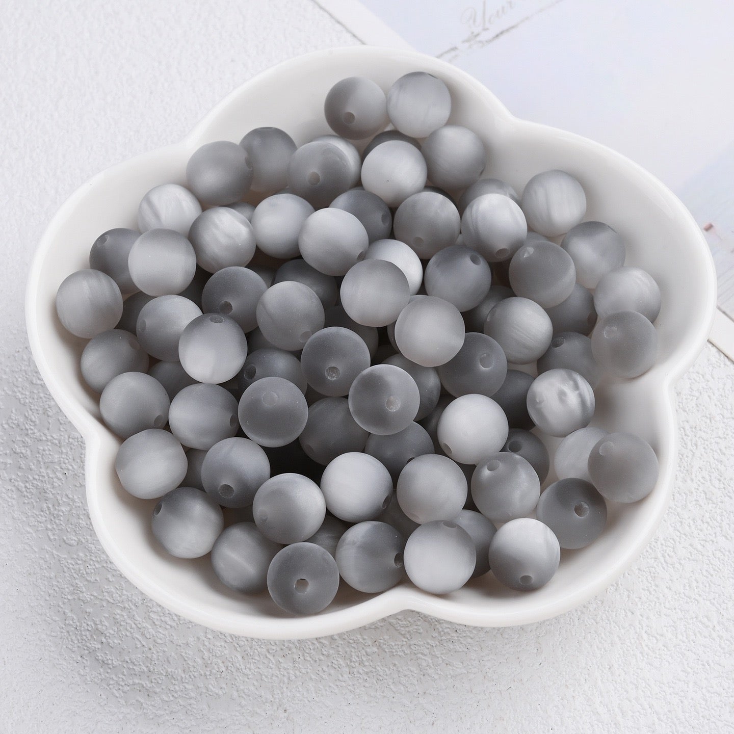 50pcs Matte Dreamy Cat Eye Resin Round Beads