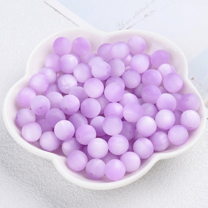 50pcs Matte Dreamy Cat Eye Resin Round Beads