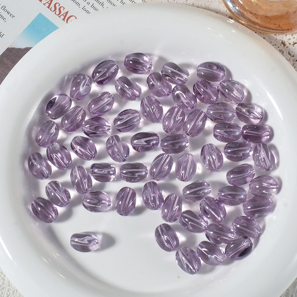 100pcs High‑Transparent Twisted Oval Glass Beads