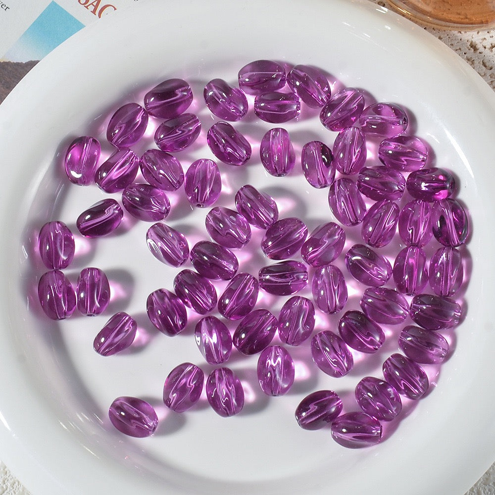 100pcs High‑Transparent Twisted Oval Glass Beads
