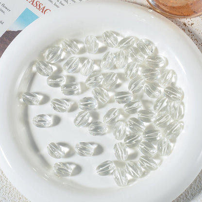 100pcs High‑Transparent Twisted Oval Glass Beads