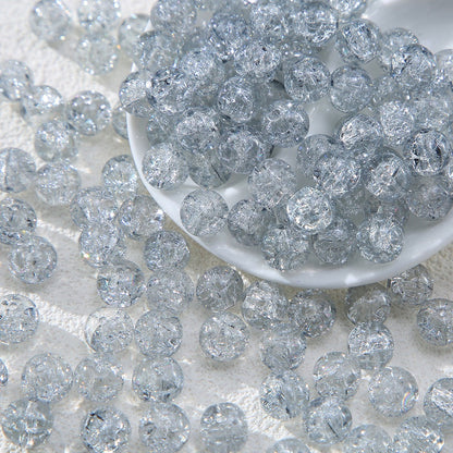 100pcs Crackle Flower Glass Round Loose Beads