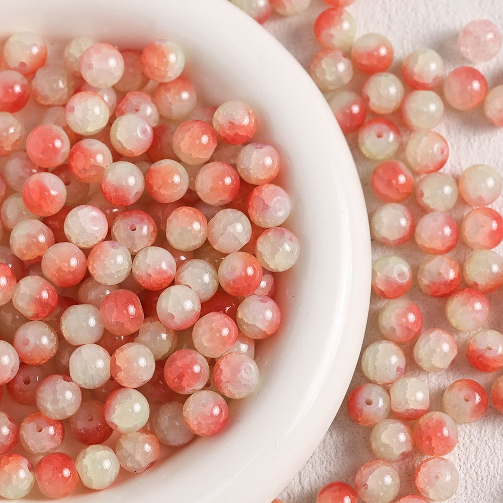 100pcs Colorful Glass Crackle Round Loose Beads