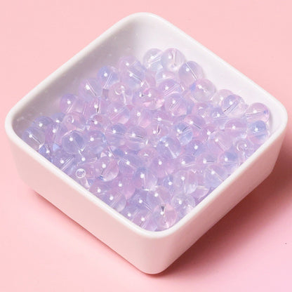 100pcs Clear Translucent Glass Round Beads