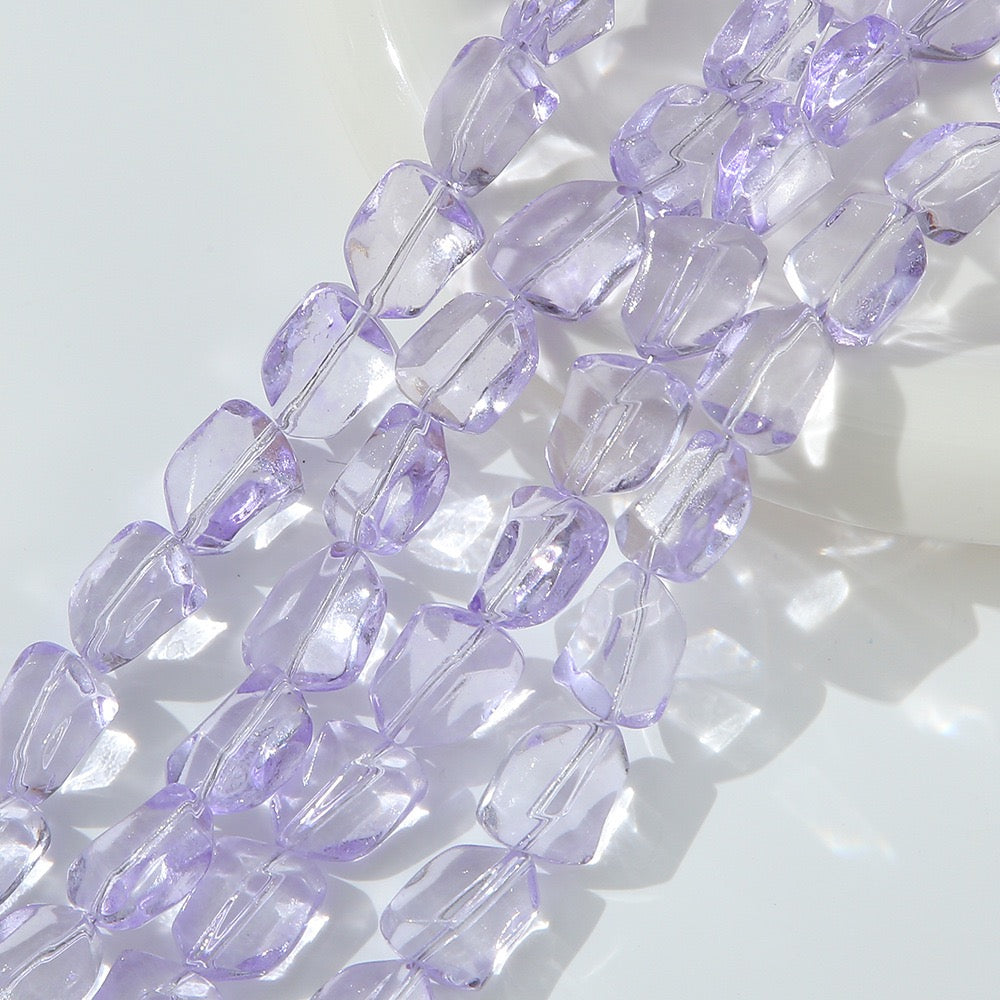 50pcs Clear Translucent Glass Irregular Beads