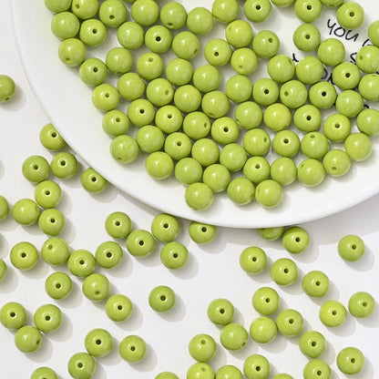 100pcs Solid‑Color Round Glass Beads