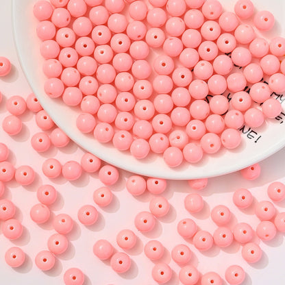 100pcs Solid‑Color Round Glass Beads