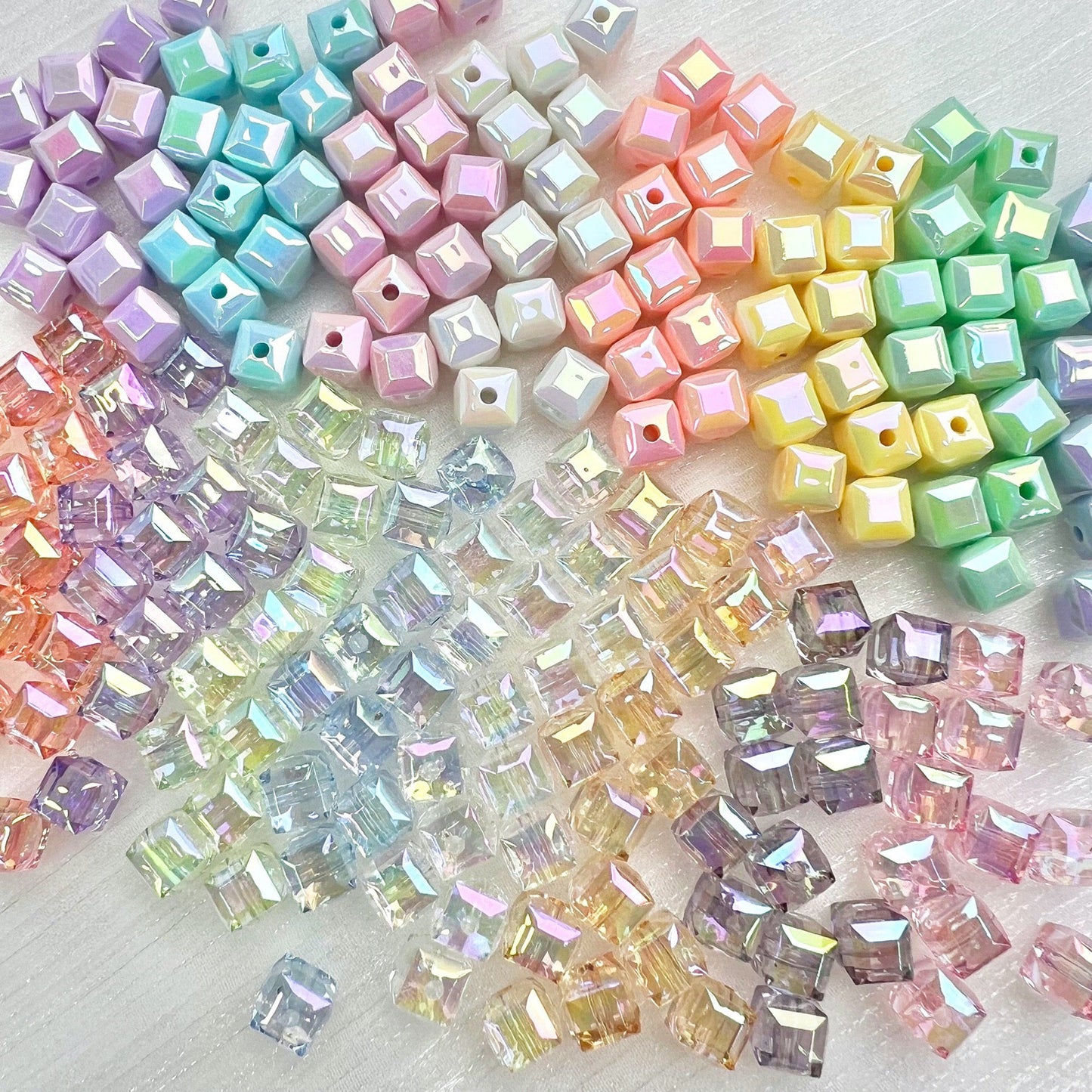 60pcs Transparent Acrylic Cube Beads