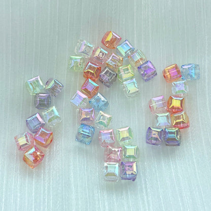 60pcs Transparent Acrylic Cube Beads