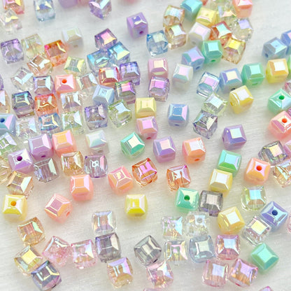 60pcs Transparent Acrylic Cube Beads