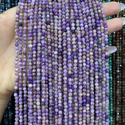 Tiny Round Faceted Beads Gemstone/Quartz/Jasper/Agate 2mm 3mm 4mm