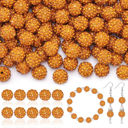 100pcs 10mm Rhinestone Beads Shiny Round Disco Ball Beads Bulk, Sparkle Crystal Clay