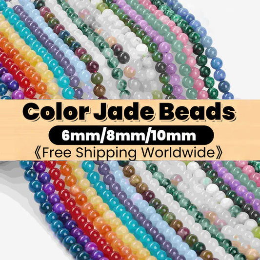 $1.99-8mm Color Jade Beads Round Smooth/Faceted Beads