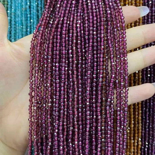 2mm 3mm 4mm Faceted Round Garnet Beads