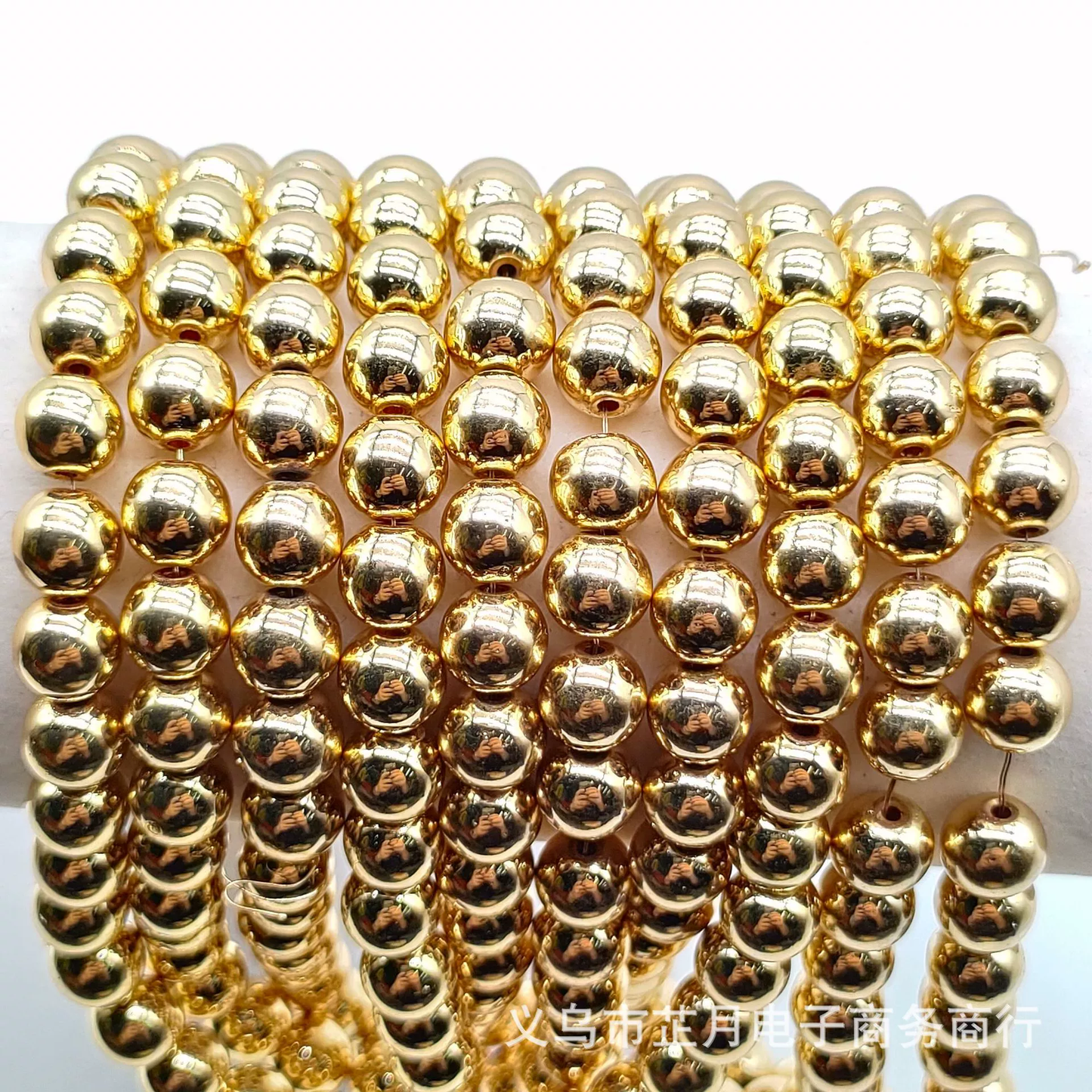 Round KC-Gold Color Non-Magnetic Hematite Beads
