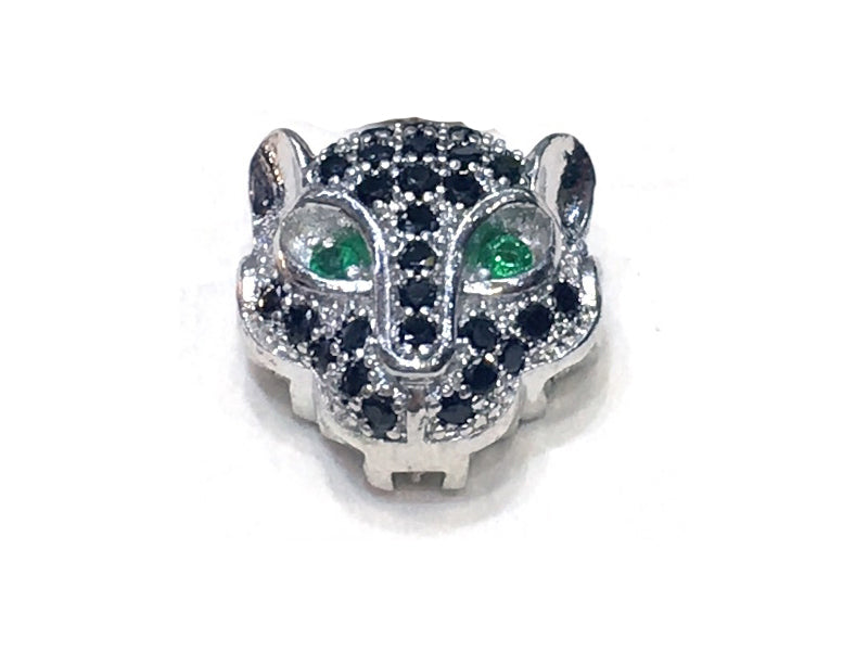 1PCS Leopard Head Beads Brass Cubic Zirconia