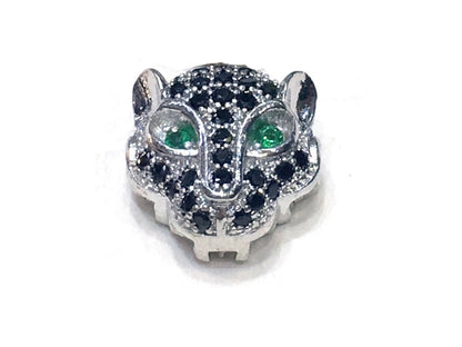 1PCS Leopard Head Beads Brass Cubic Zirconia