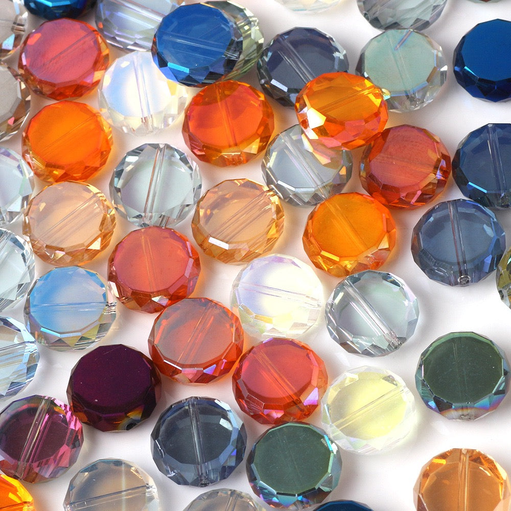 100pcs Electroplated Faceted Flat Rondelle Crystal Beads