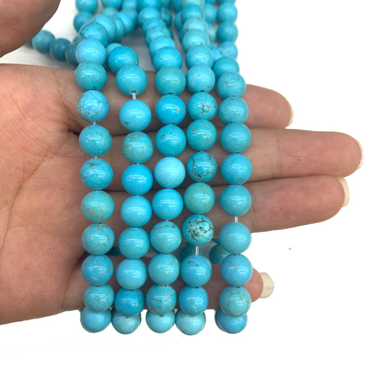 Natural Blue Pattern Turquoise Round Bead