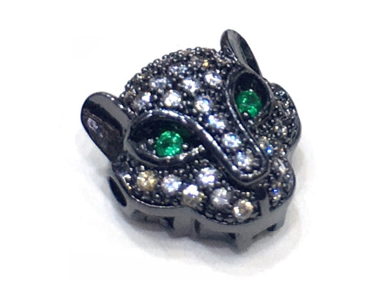 1PCS Leopard Head Beads Brass Cubic Zirconia
