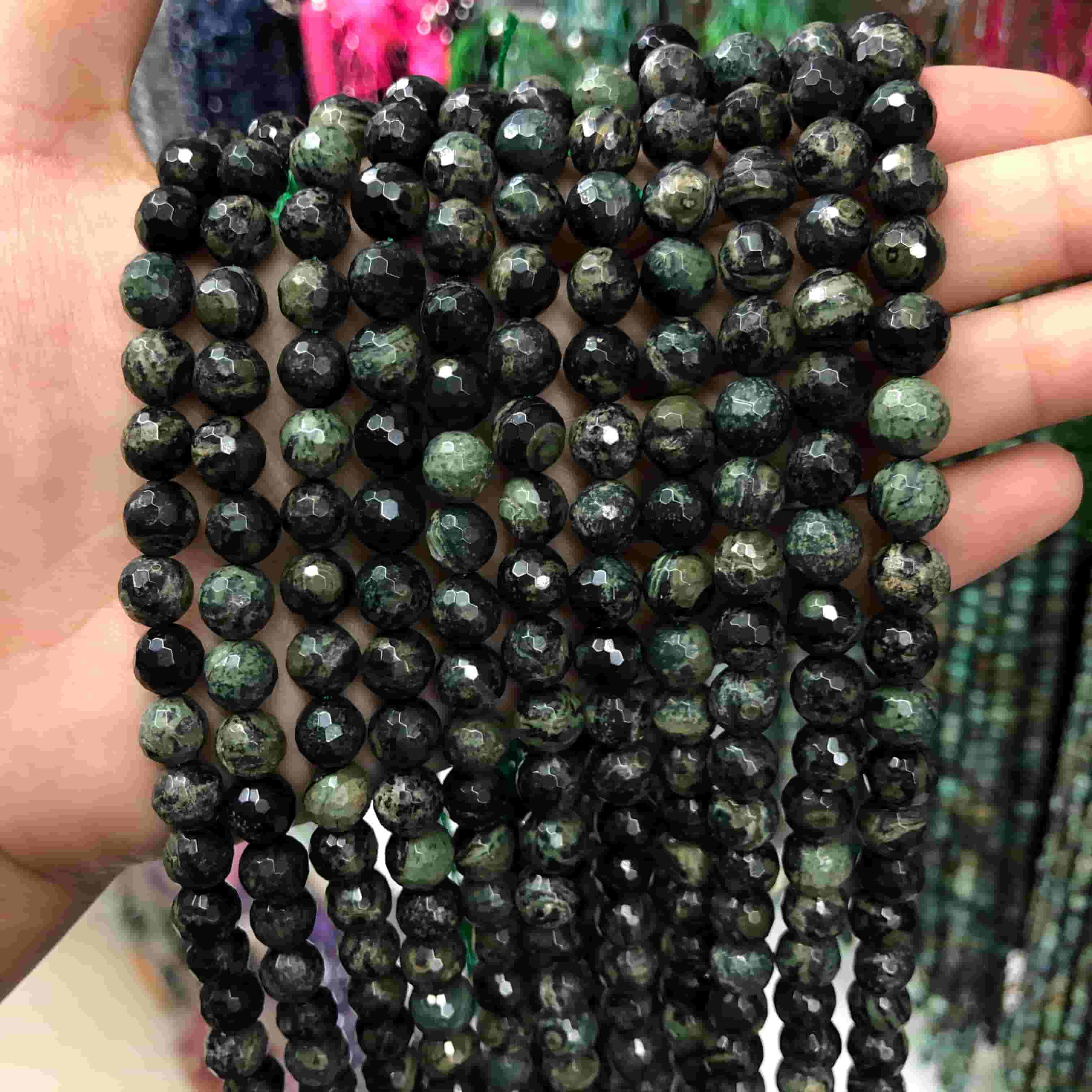 Round Faceted Beads Crystal/Quartz/Jasper/Agate 6mm 8mm 10mm