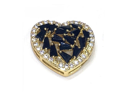 1PCS Brass Cubic Zirconia Heart Accessories