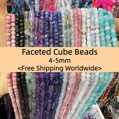 Square Faceted Beads 4-5MM Gemstone/Quartz/Jasper/Agate