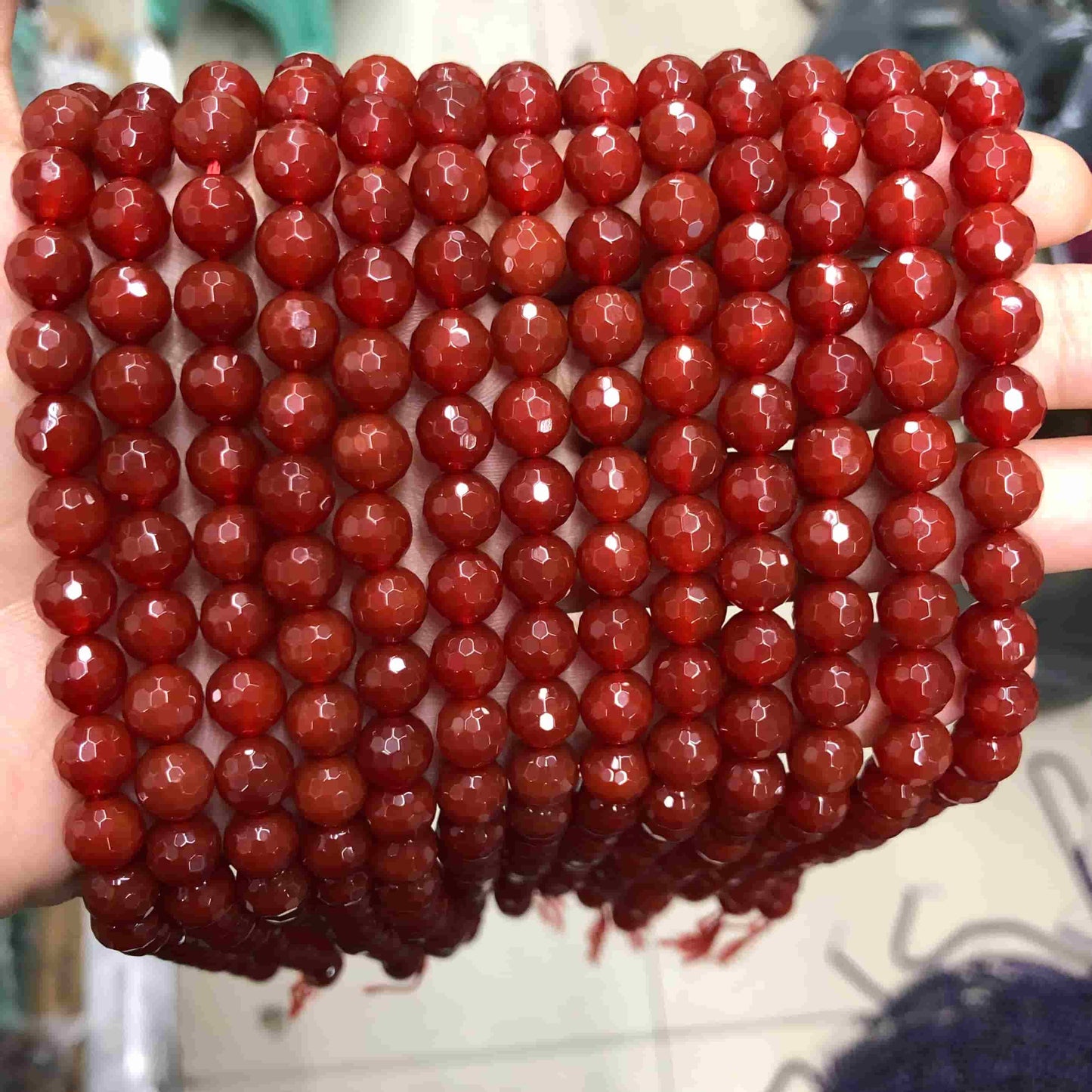 Round Faceted Beads Crystal/Quartz/Jasper/Agate 6mm 8mm 10mm