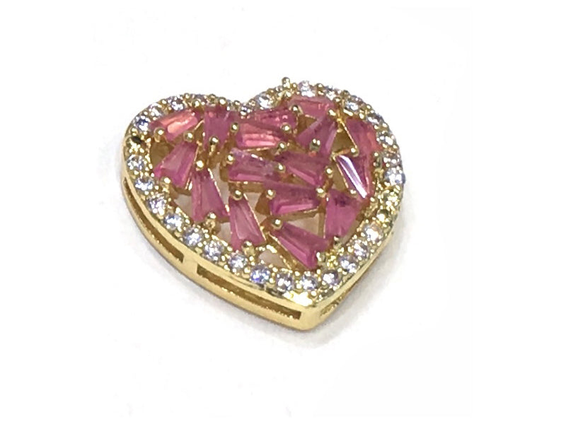1PCS Brass Cubic Zirconia Heart Accessories