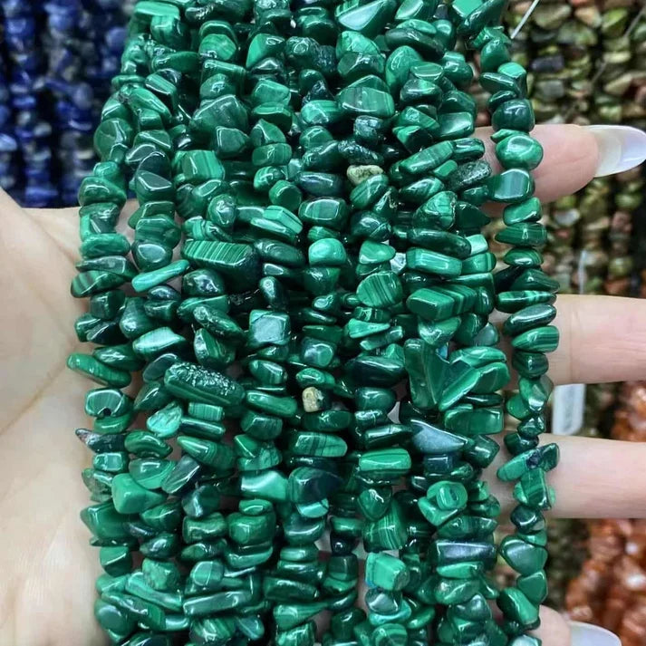 Freeform Chip Malachite Beads