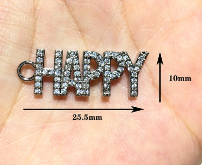 1PCS Brass Cubic Zirconia Vocabulary Slogan Charm