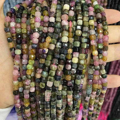 Square Faceted Beads 4-5MM Gemstone/Quartz/Jasper/Agate