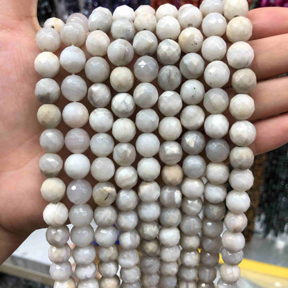 Round Faceted Beads Crystal/Quartz/Jasper/Agate 6mm 8mm 10mm
