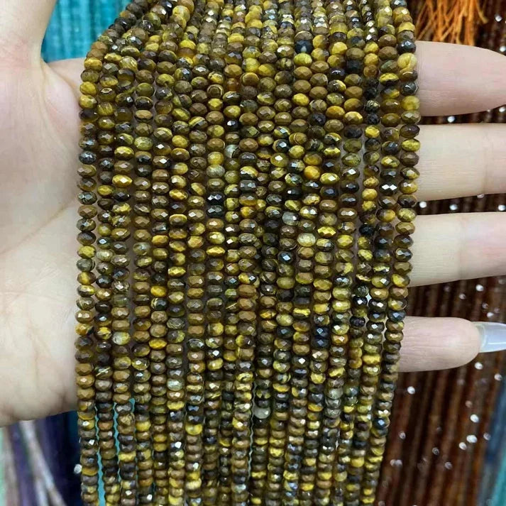 Faceted Rondelle Tigers Eye Beads