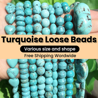 Turquoise Loose Beads Round Fcaeted Rice Rondelle Flat Oval Irregular Shape Beads