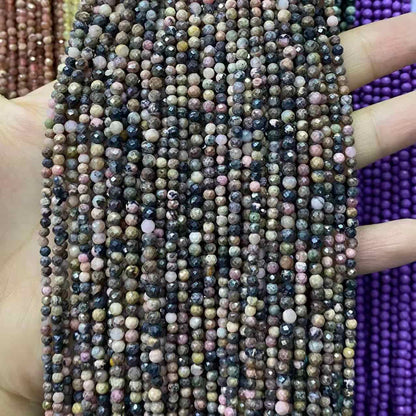 Tiny Round Faceted Beads Gemstone/Quartz/Jasper/Agate 2mm 3mm 4mm