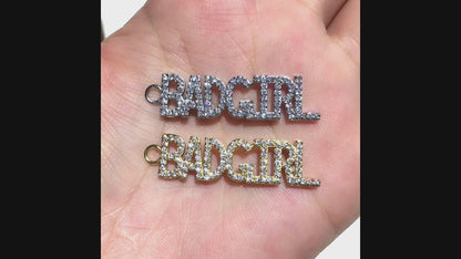 1PCS Brass Cubic Zirconia Vocabulary Slogan Charm