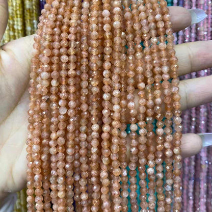 Tiny Round Faceted Beads Gemstone/Quartz/Jasper/Agate 2mm 3mm 4mm