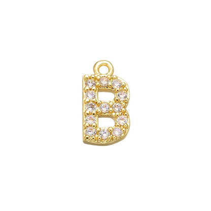1PCS  Brass Cubic Zirconia 26 Letter Charms Pendants