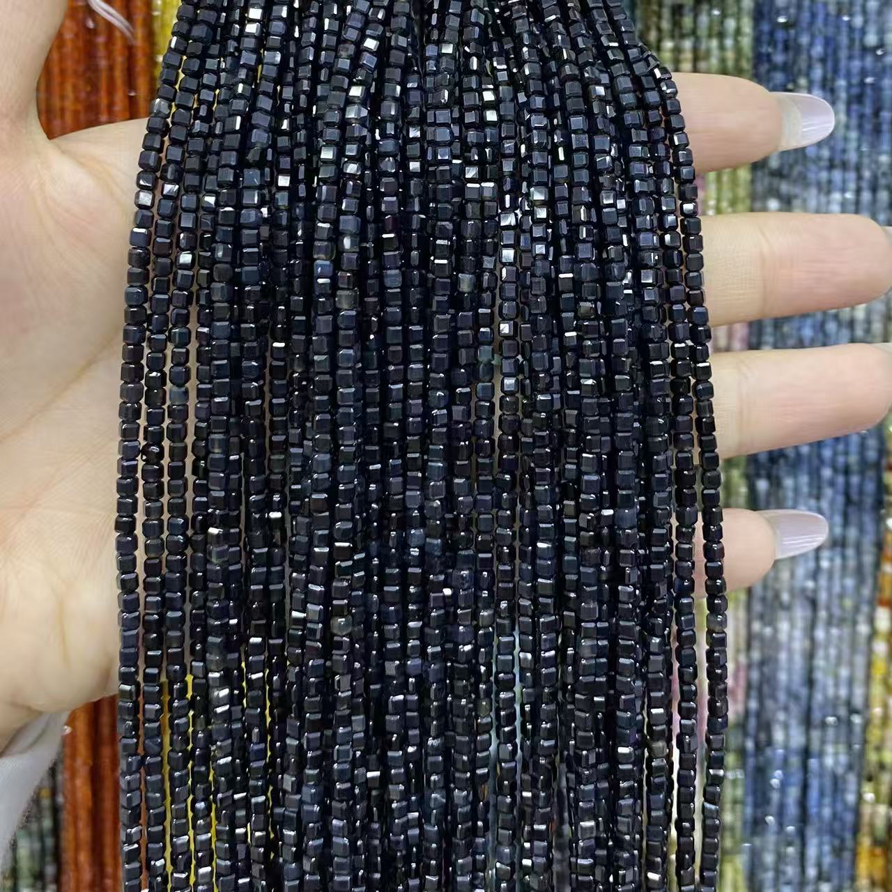 Cube Shape Black Onyx Beads