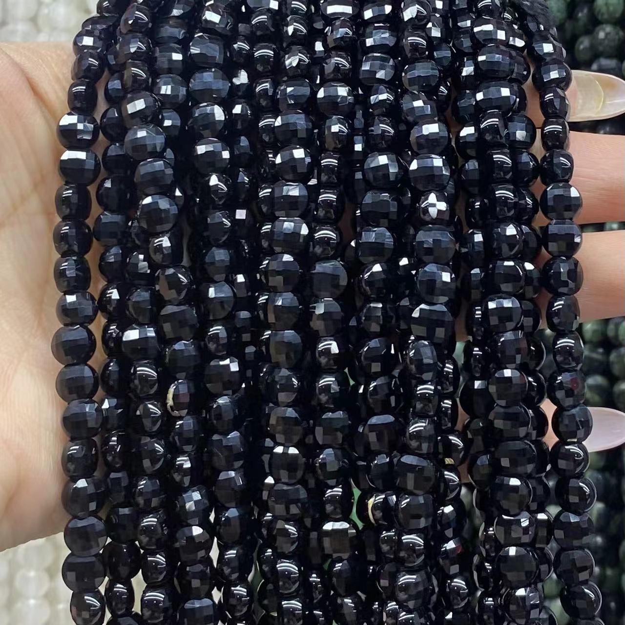 Rondelle Shape Black Onyx Beads