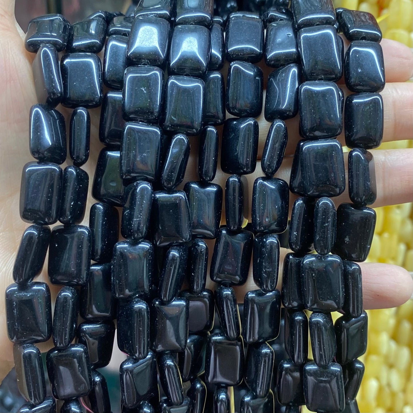 Retangle Shape Black Onyx Beads