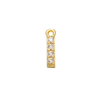1PCS  Brass Cubic Zirconia 26 Letter Charms Pendants