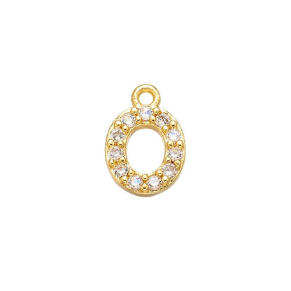 1PCS  Brass Cubic Zirconia 26 Letter Charms Pendants