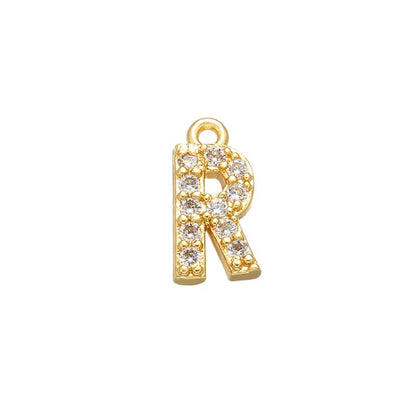 1PCS  Brass Cubic Zirconia 26 Letter Charms Pendants