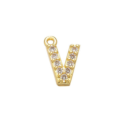 1PCS  Brass Cubic Zirconia 26 Letter Charms Pendants