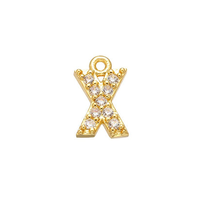 1PCS  Brass Cubic Zirconia 26 Letter Charms Pendants